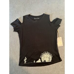 Sheryl Crow Cold Shoulder Short Sleeve Top T-Shirt Women's L Soak Up The Sun NEW